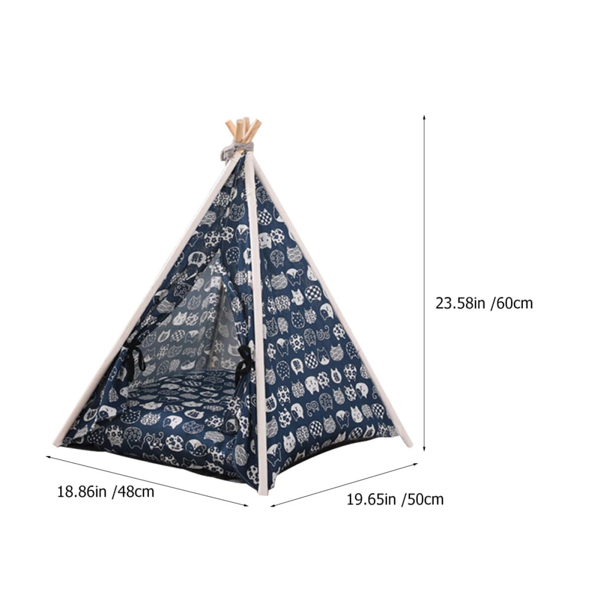BESPORTBLE Tente pour Chien, Abri pour Animaux de Compagnie en Lin et Bois, Démontable et Lavable, Intérieur et Extérieur, avec Matelas