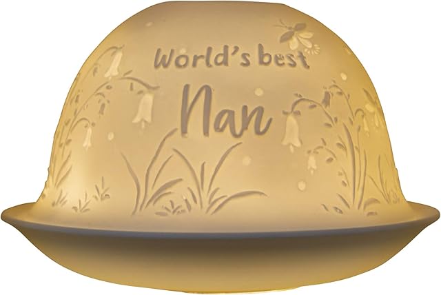 Nordic Lights World's Best Nan Bone Porcelain Candle Shade Tea Light Holder Gift 62354
