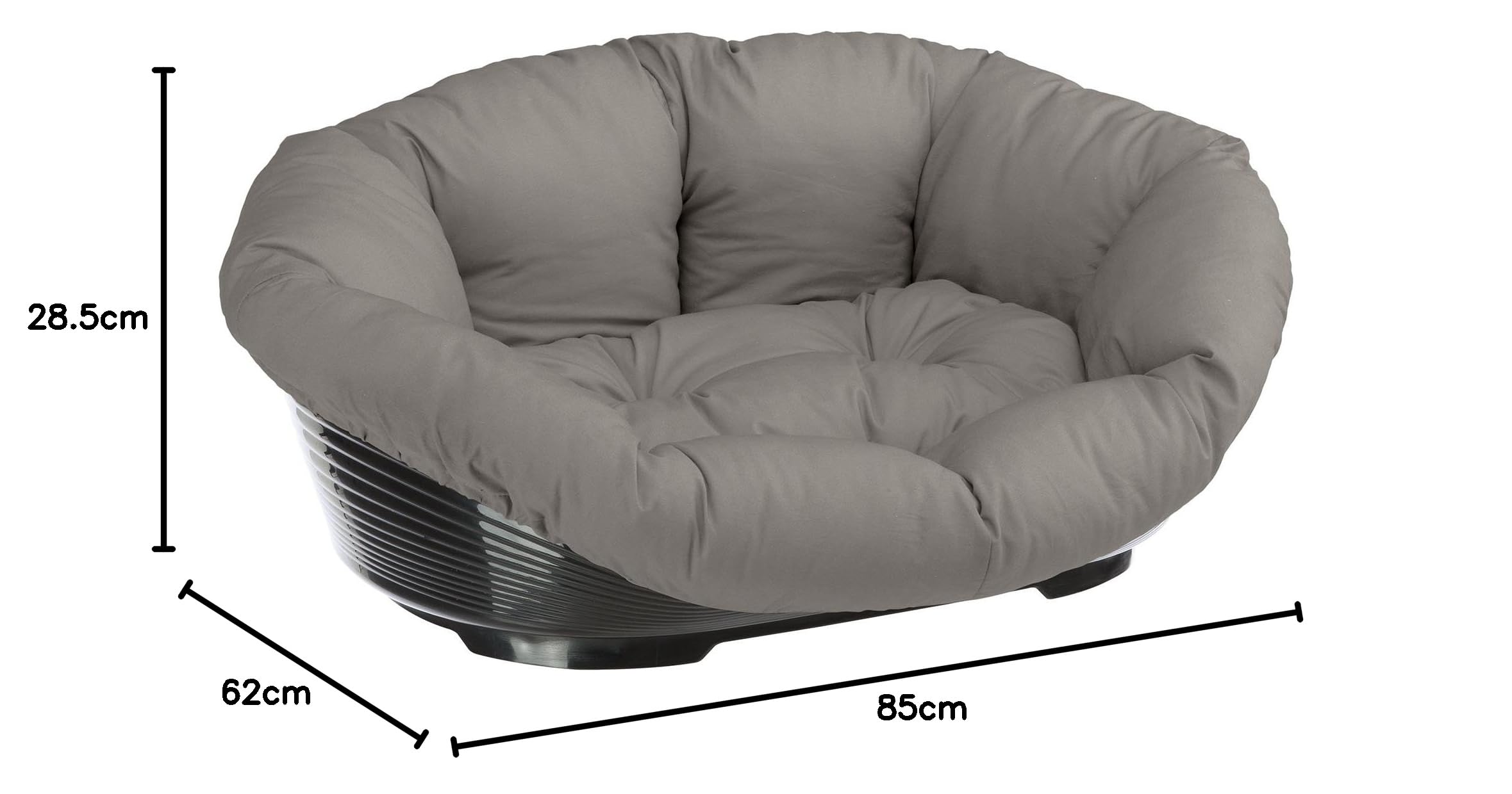 Ferplast Cuccia Cane con Cuscino SOFA' 8 in Cotone Lavabile, Lettino per Cani da Interno Imbottito, Cesta in Plastica, Fondo Forato e Poggiamento, Antiscivolo, 85 x 62 x h 28,5 cm, Tortora