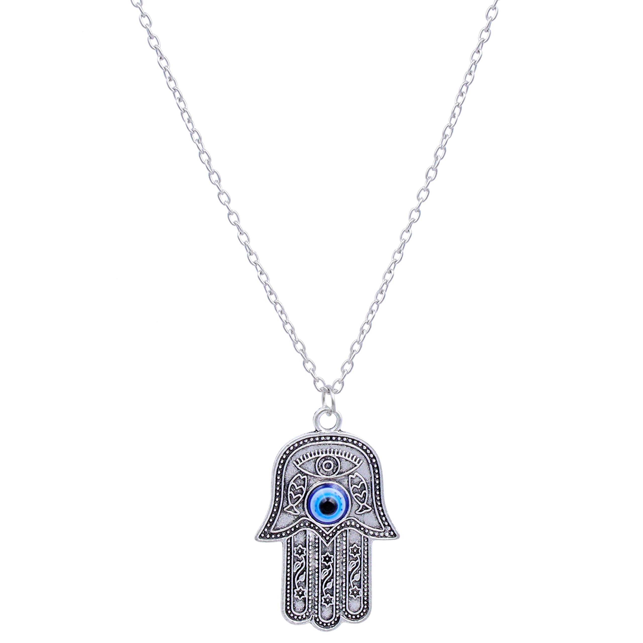 Fashion Frill Newest Arrival Buddha Hand Evil Eye Silver Plated Chain Necklace For Girls Women Fashion Jewellery (B0BDMDD5SX) Amazon Price History, Amazon Price Tracker
