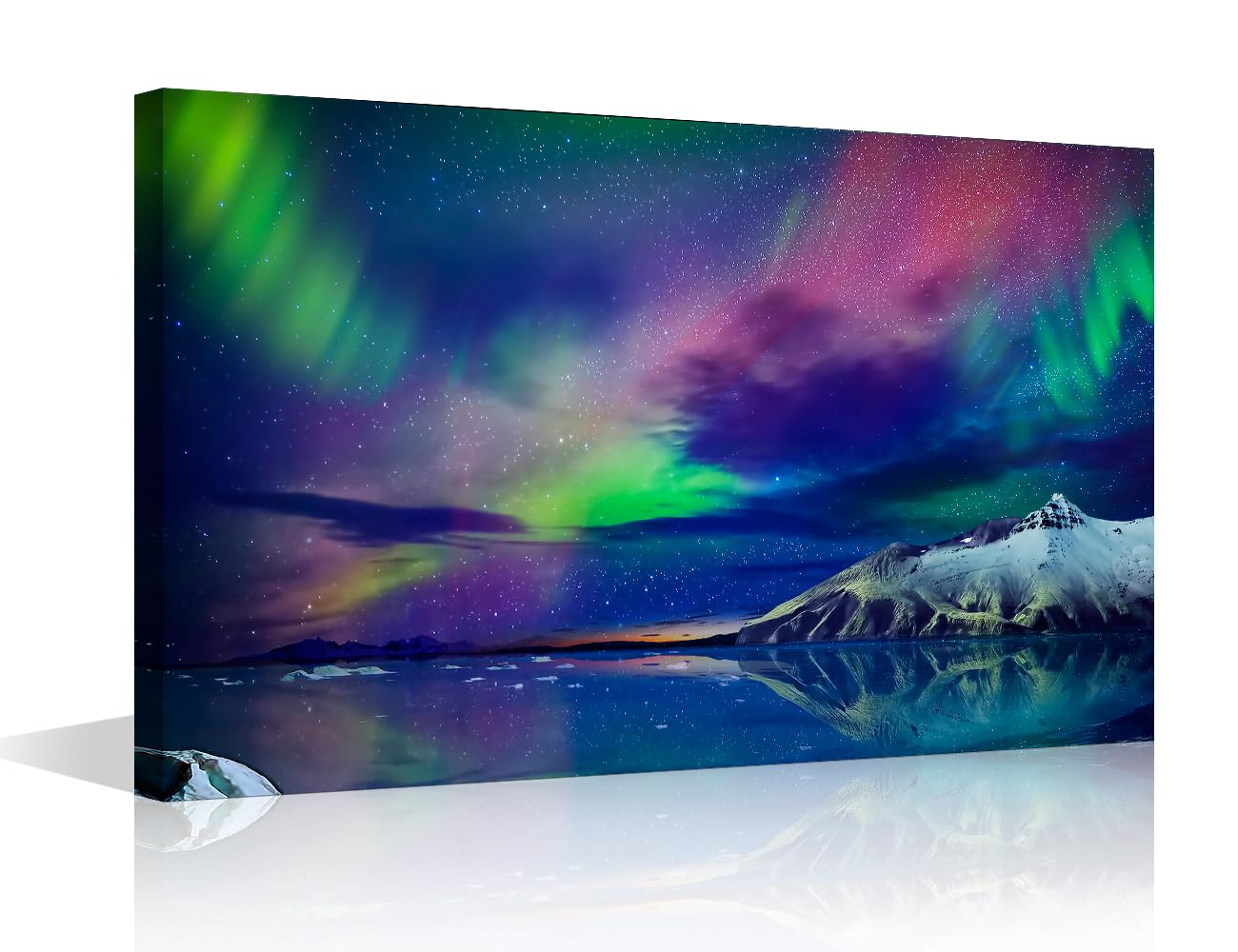 TISHIRON Northern Lights Wall Paintings for Living Room Snowy Mountains Pictures Print On Canvas Ocean Wall Art Bedroom Wall Decoration Office Wall Art Framed Ready to Hang - 16" Wx24 H — image 1