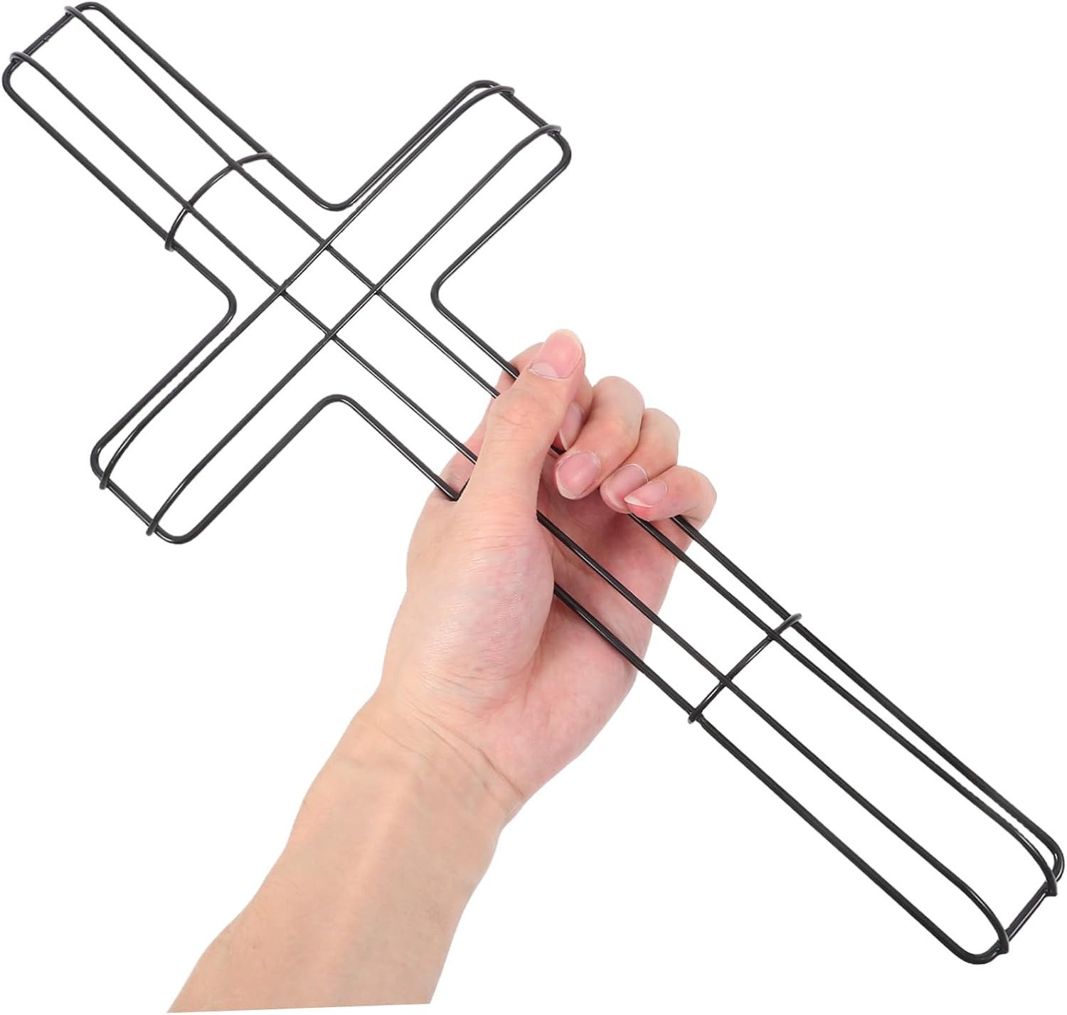 OUNONA 4Pcs Cross Shaped Metal Wreath Frame for DIY Floral Arrangements Sturdy Wire Wreath Form for Decor Indoor Outdoor Use for Easter and Seasonal