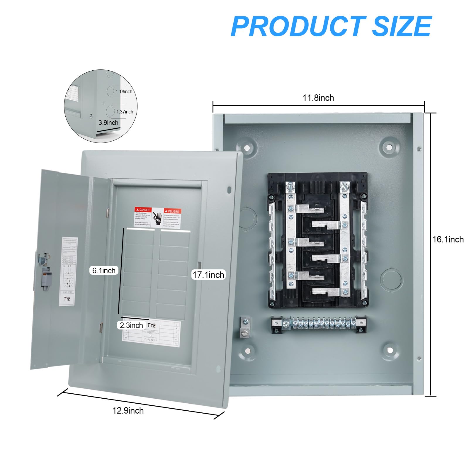 THQL Circuit Breaker Panels, 12-Space, 125A Circuit Breaker Distribution Box, 120V/240V Circuit Breaker Electrical Enclosure,Indoor Main Lug Load Center — Amazon image 4