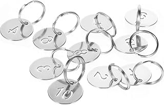 Number Labels with Rings Stainless Steel 1-10 Numbered Key Tags with Labels Metal Number Tags Key Ring Metal Tag for Dormitory Keys House Lockers