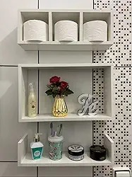 Kit Nicho Prateleira Organizador 50 CM - 3 peças para Banheiro Salão de Beleza Quarto - Cor Branco MDF ótimo acabamento 50 cm