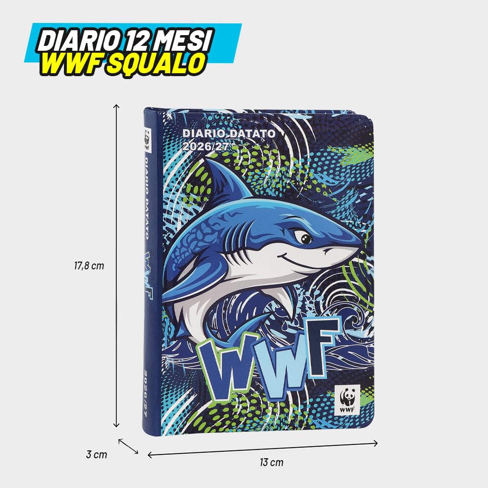 WWF Diario Scuola 2026-2027 Ufficiale, Diario Scolastico Copertina Rigida 352 Pagine 13 x 17,8 cm
