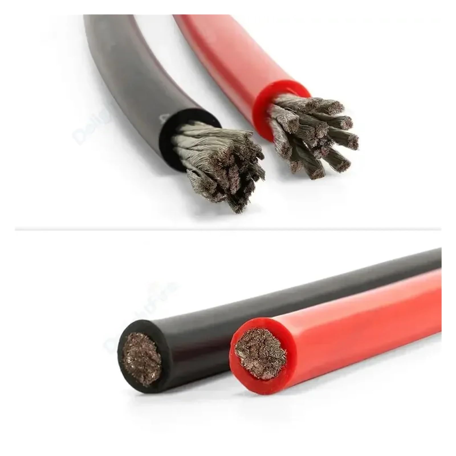Cable fotovoltaico Cable de batería de 4 awg, Cable resistente al calor, 1m, 2m, 4m, 5m, Cable de silicona suave rojo y negro for soldadura de inversor de coche y Panel Solar(Black,4AWG 25MM2_4M)