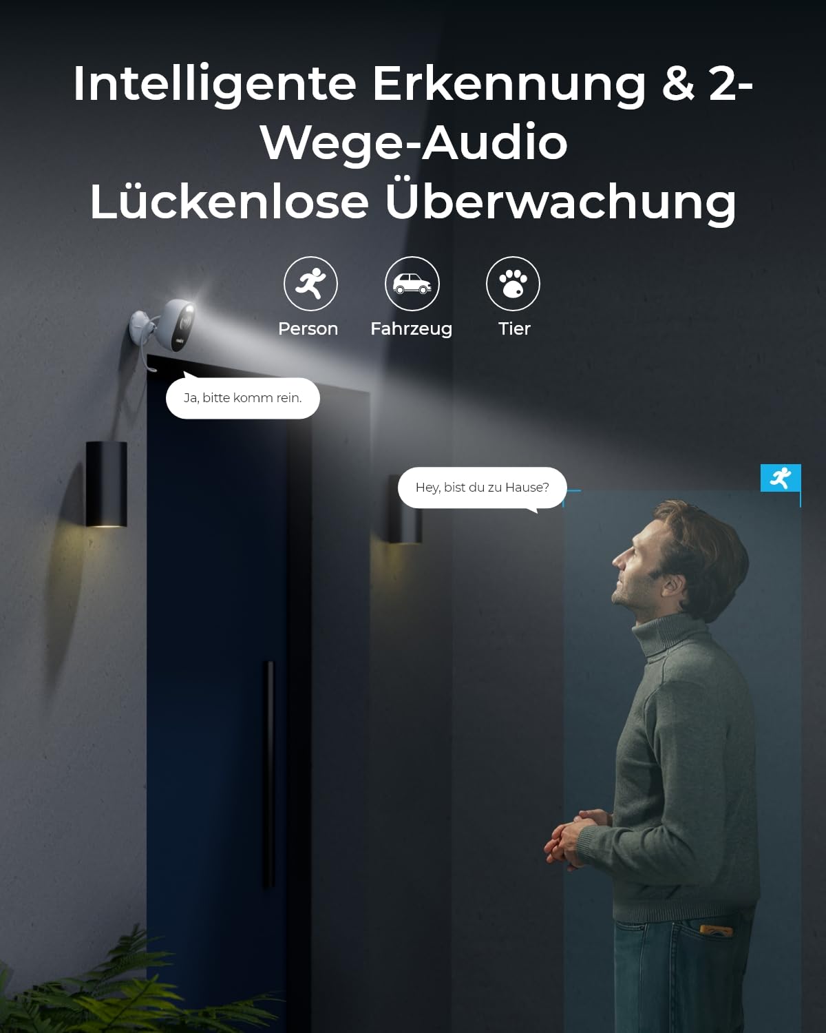 Reolink 2K Überwachungskamera Set Aussen mit Home Hub, Farbnachtsicht, 2,4/5GHz Dualband WLAN, Intelligente Erkennung, Zentrale Verwaltung & Kostenloser lokaler Speicher, Lumus Plug-in 2-Kamera-Set