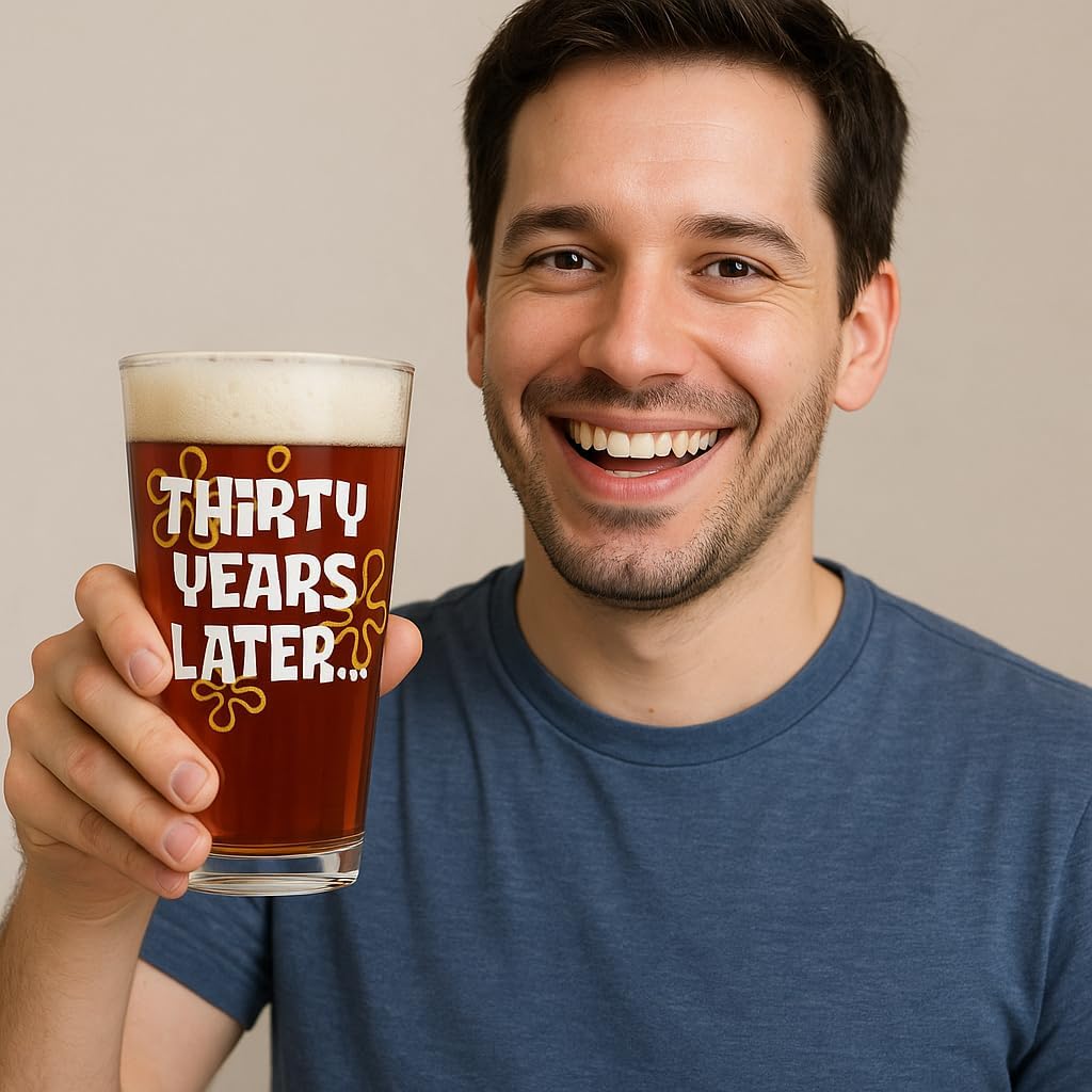 30th Birthday Gifts for Men – Funny Beer Glass with “30 Years Later” Design – 16oz Nostalgic Pint Glass – Retirement Gift, Husband Gift, Holiday or Anniversary Present - Image 2