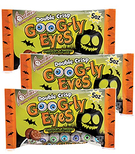 Chocolate Crisp Googly Eyeballs Halloween Candy by Palmer (3 pack bundle)