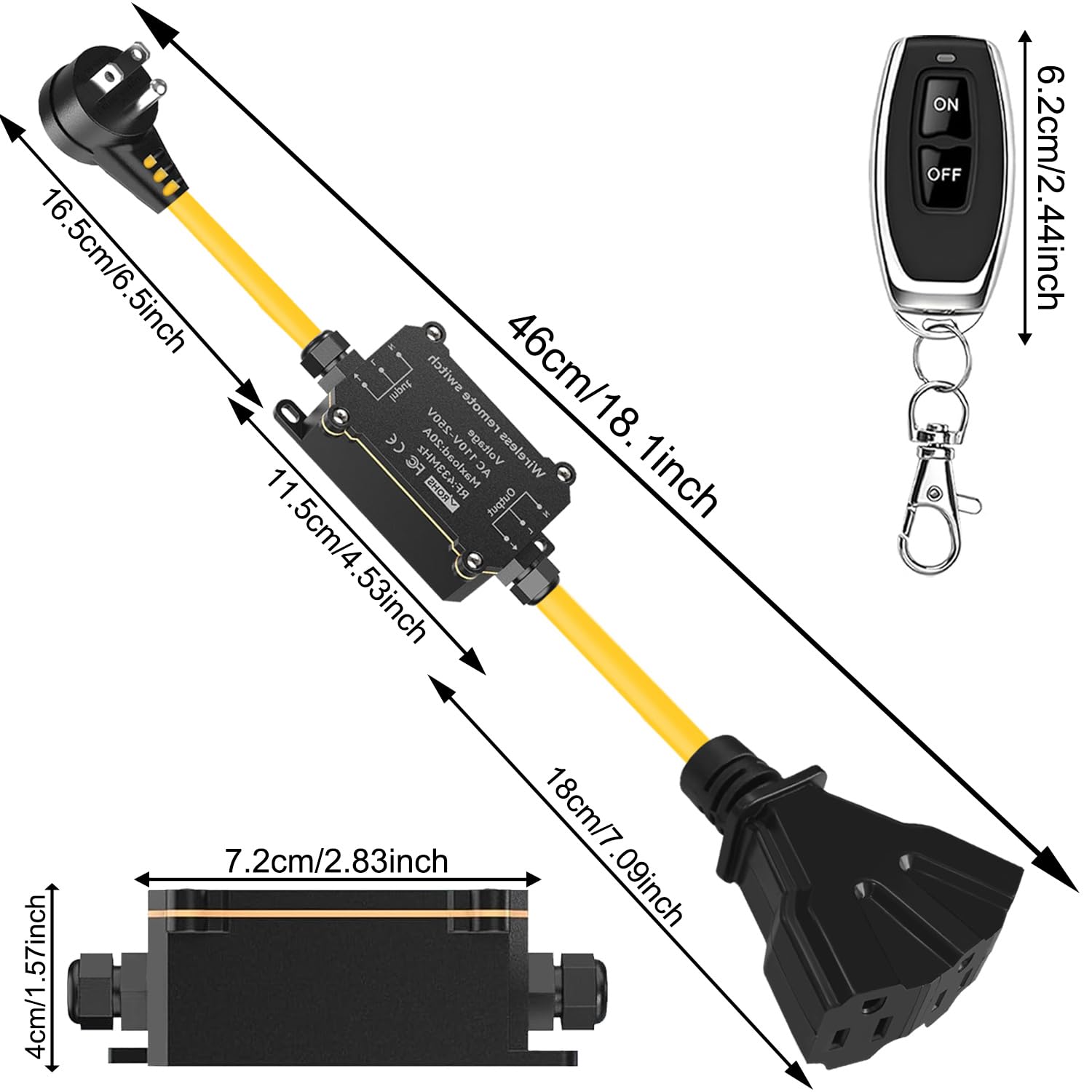 AC110V Outdoor Wireless Remote Control Power Switch AC110V 120V 250V 20A Heavy Duty Weatherproof Smart Outlet Plug with — view 7