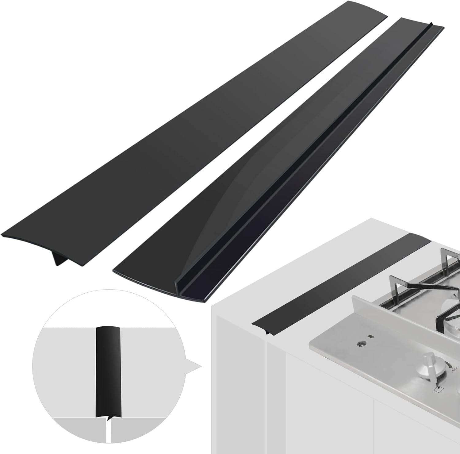 Silicone Stove Counter Gap Cover (2 Pack), Heat Resistant Wide & Long