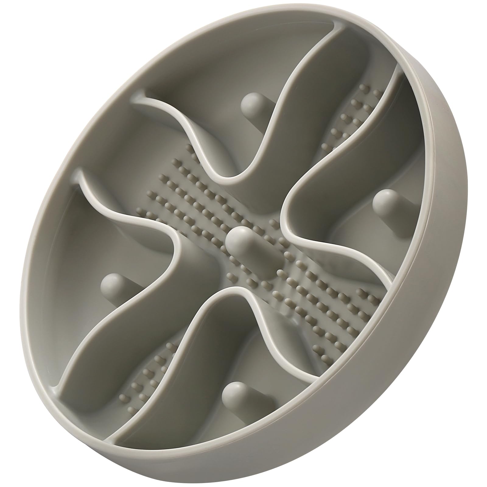 Slow Feeder Dog Bowl,Doweiss Soft Rubber Silicon Slow Eating Dog Bowls Non Slip Puzzle Healthy Eating Bowl for Pets (Gray)
