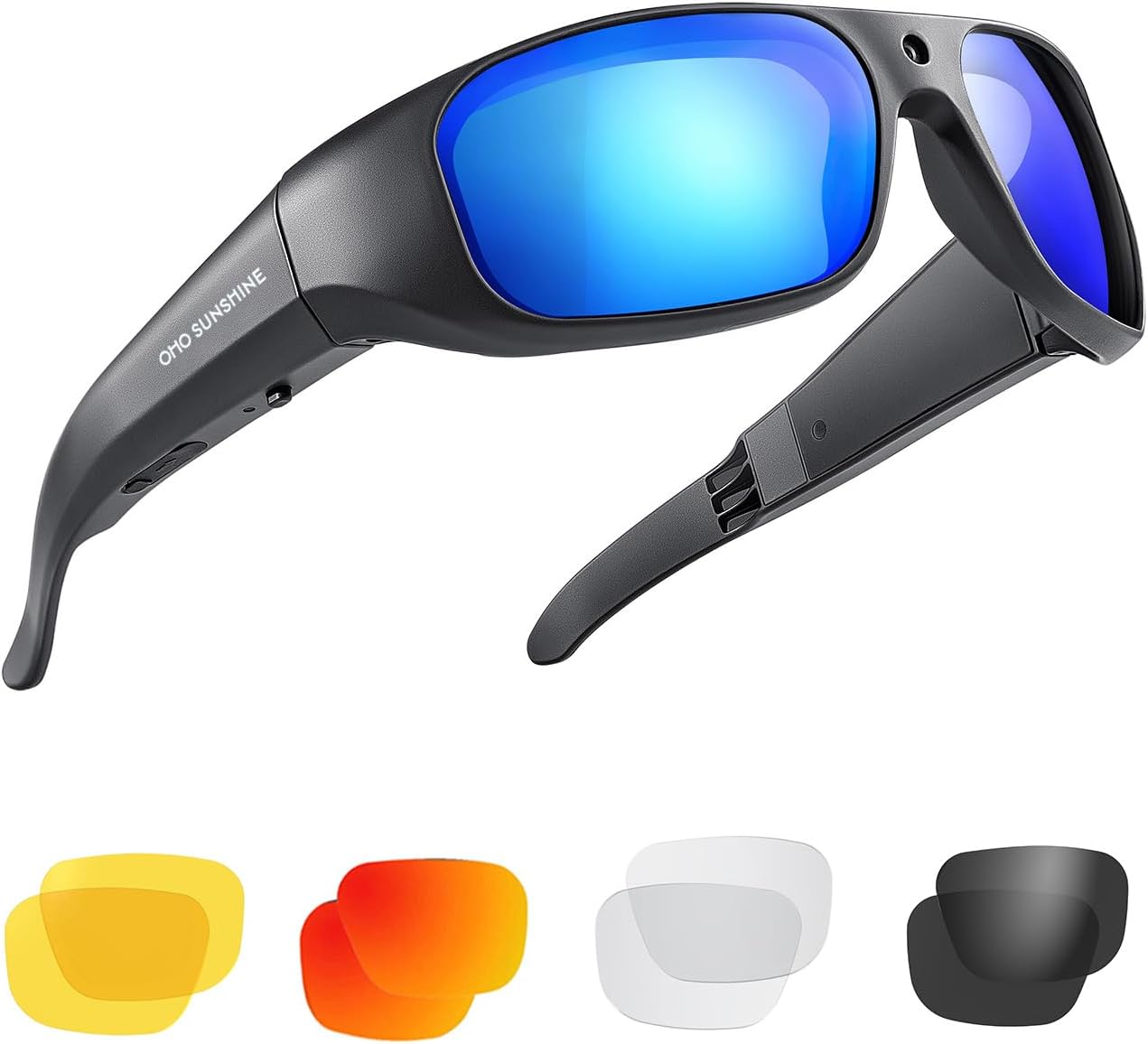 OhO sunshine 4K UHD Camera Sunglasses, Record-While-Charging, Water Resistant, UV Protection Lenses, Unisex