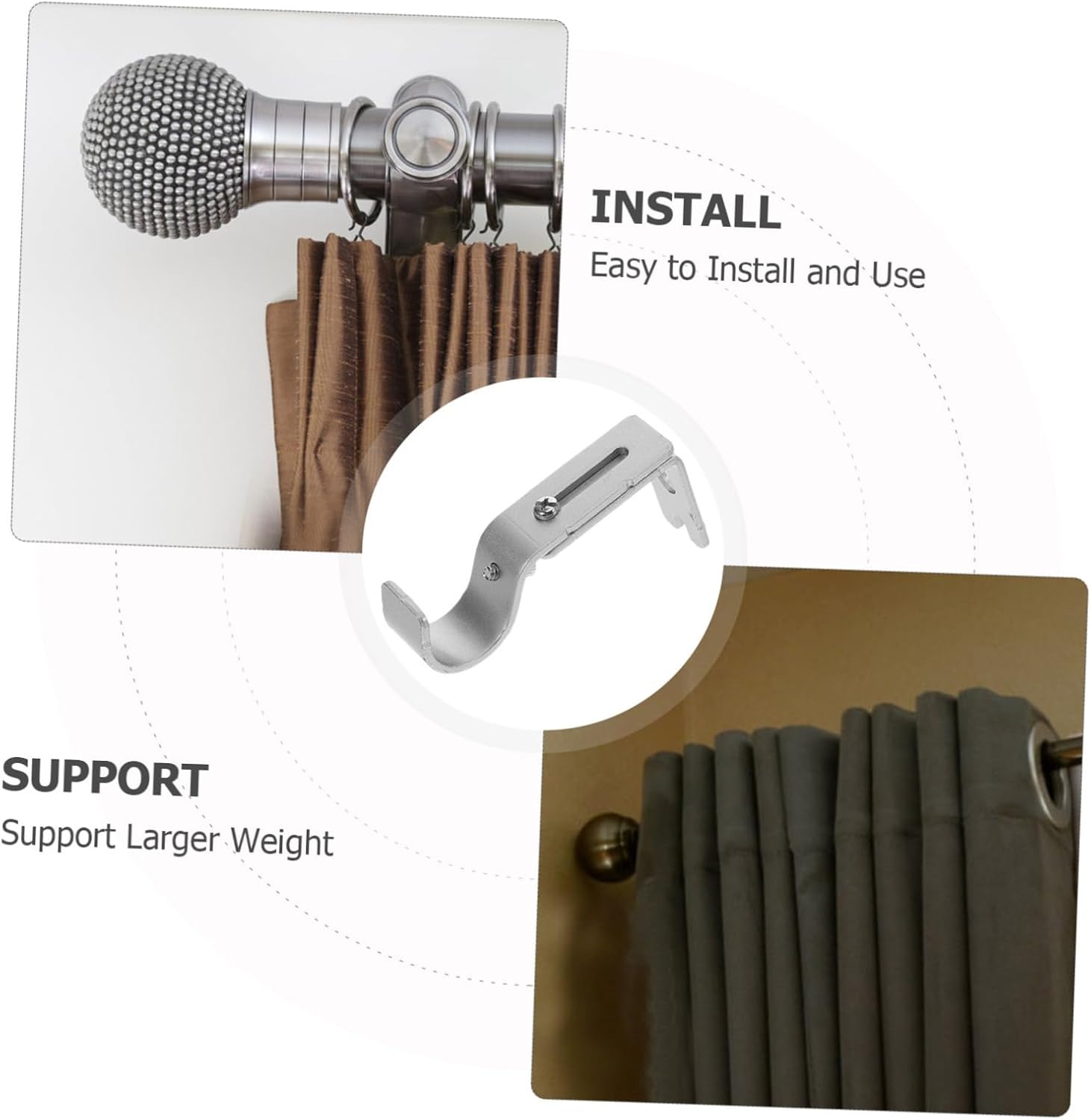 Curtain Rod Holders for Wall 4 Pack Extendable Brackets for Various Rod Types Easy to Install