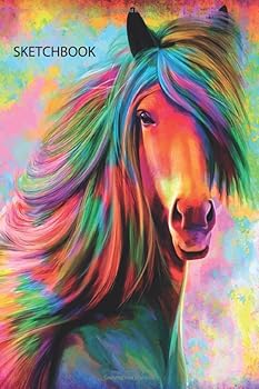 Sketchbook: Colorful Horse Medium Size Blank Notebook Ideal for Drawing, Sketching and Doodling