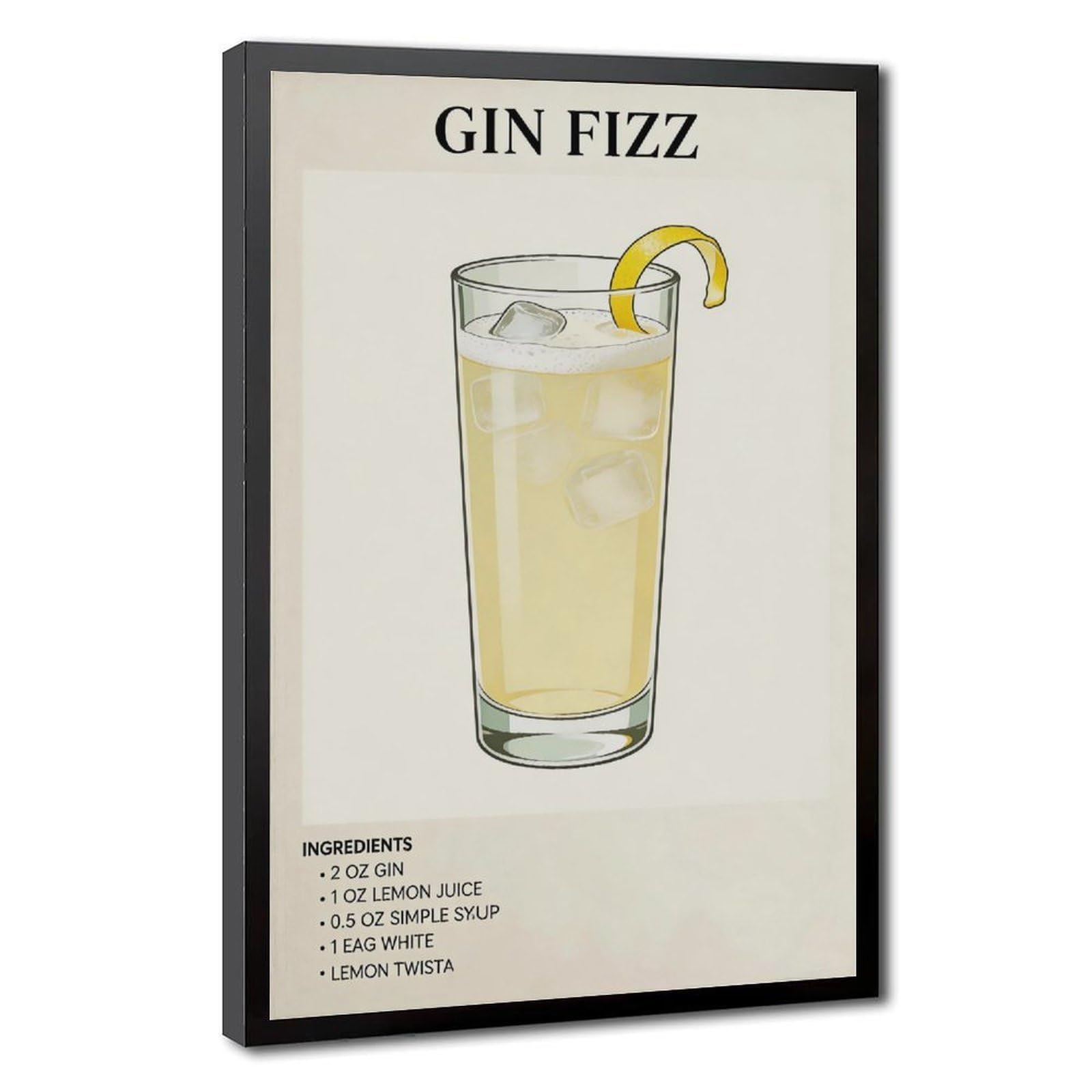 Bareronor Gin Fizz Cocktail Canvas Poster for Bedroom Decor Gift