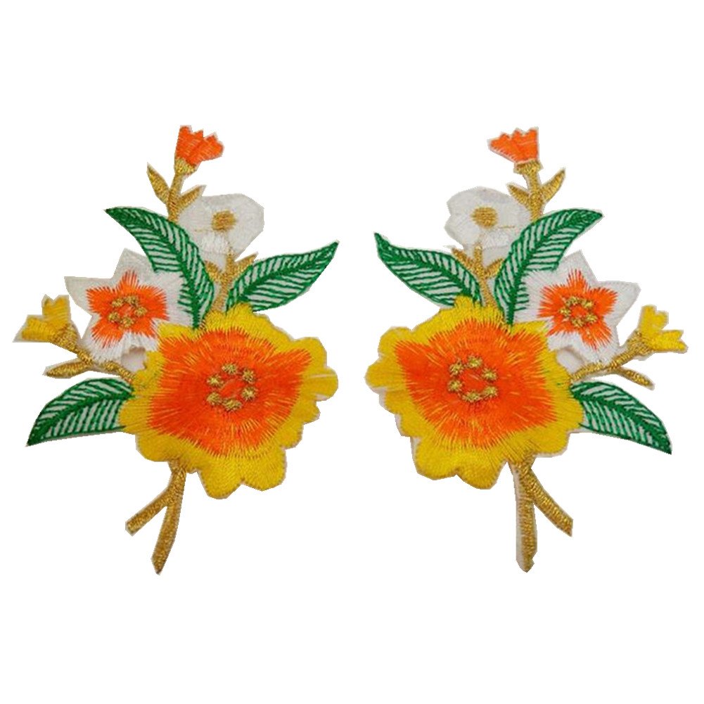Apliques para ropa, Parches bordados de tela flores, 1 par apliques for coser y planchar(Jasmin Gold)