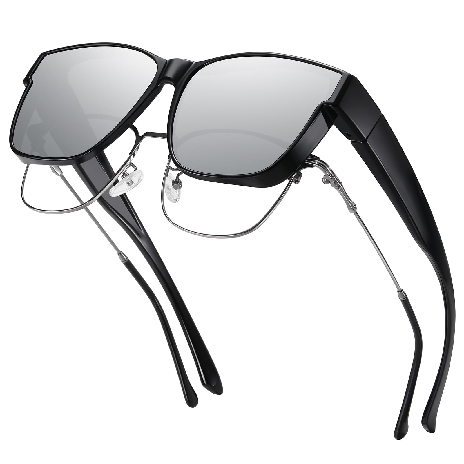 GEGURI Polarized Sunglasses Fit Over Glasses for Men Women, Oversized Square Sun Glasses UV400 Protection Shades