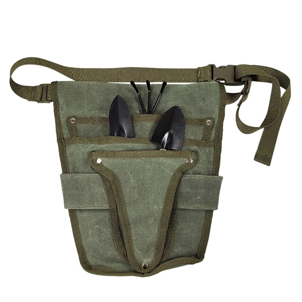 Littimoon Multi-Pockets Canvas Tool Bag with Belt Tool Pouch Gardener Electrician Organizer for Garden Tools