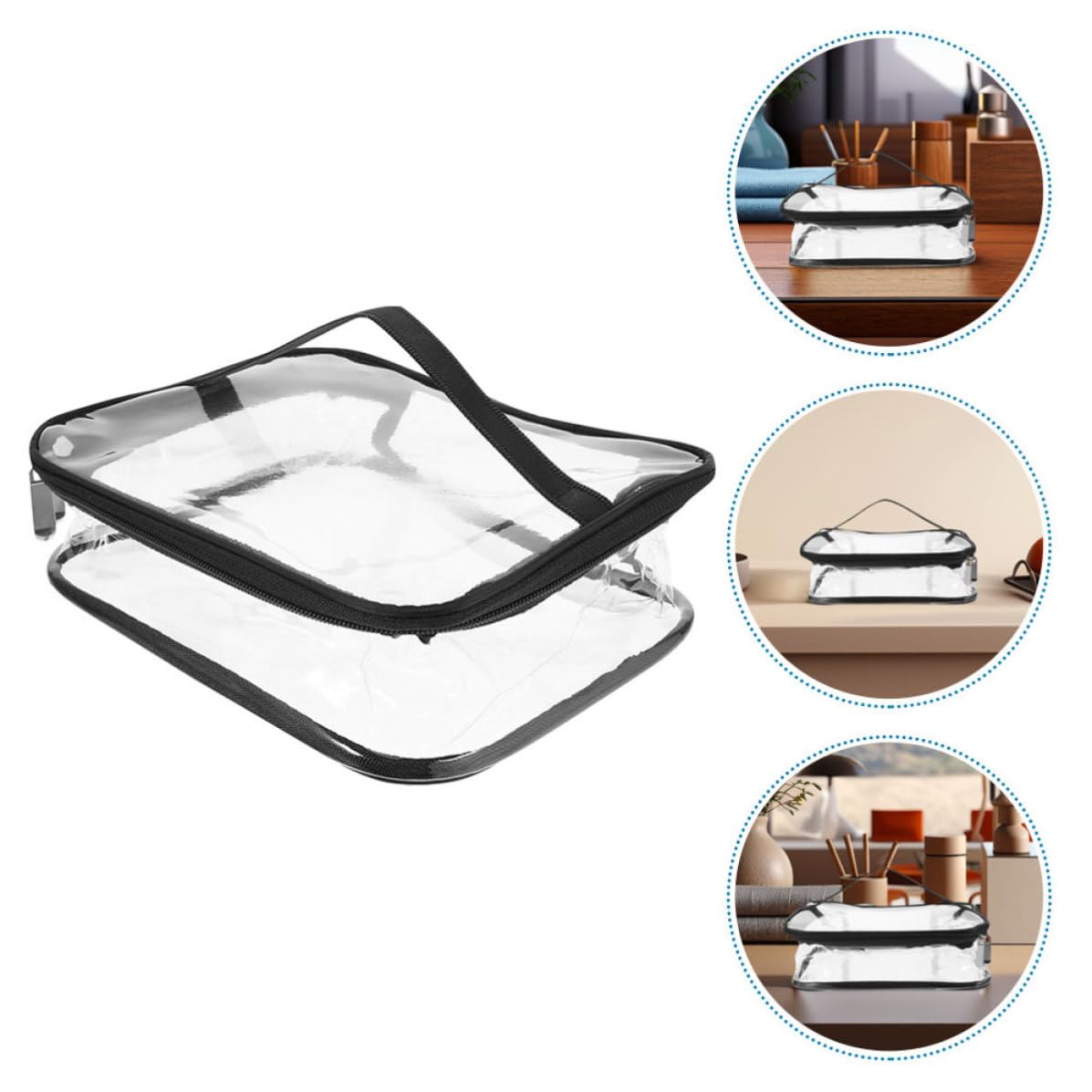 Cabilock 8 Pezzi Borsa Cosmetici in Pvc Trasparente con Manico, Grande | Comoda, per Vacanza e Ufficio, per Trucchi e Frutta, con Chiusura a Zip