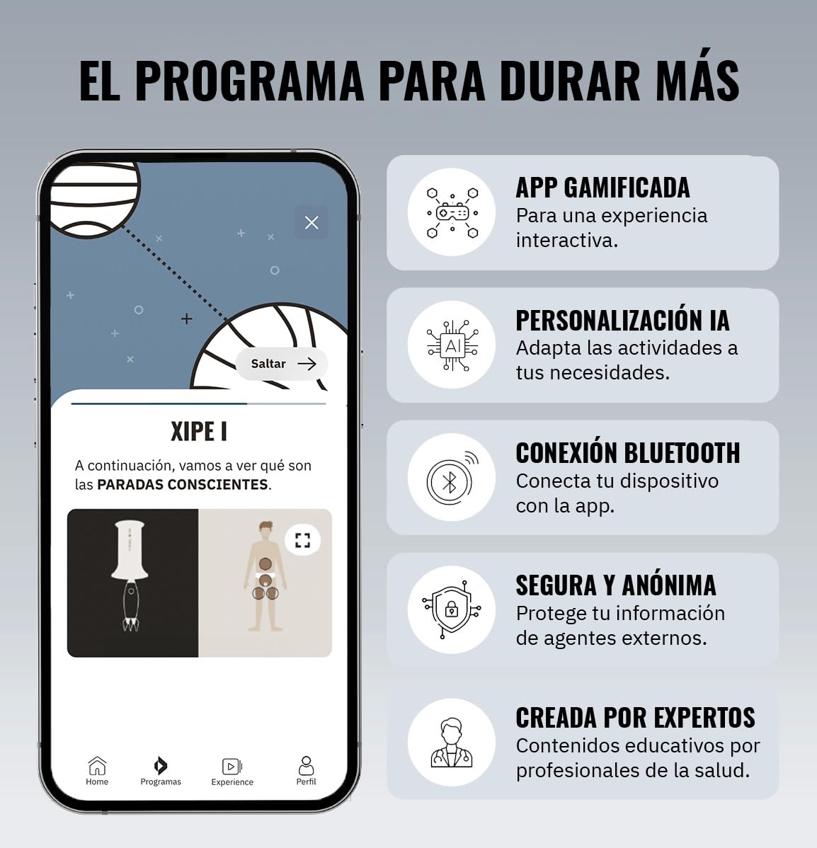 MYHIXEL Control II – Entrenador para Eyaculación Precoz con App – Mejora el Control de la Eyaculación y Dura Más en la Cama – Método Natural sin Medicamentos