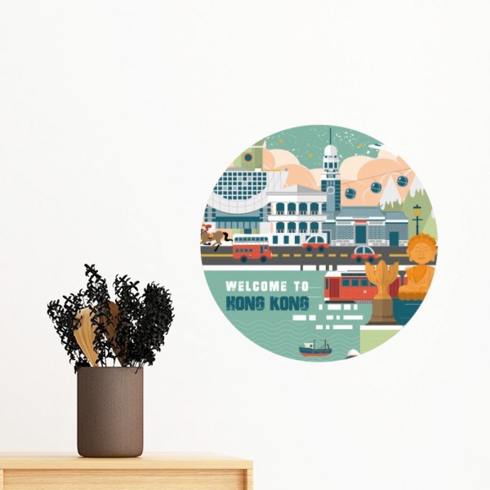 Sticker mural Hong Kong Chine amovible pour créer une ambiance voyage dans votre salon