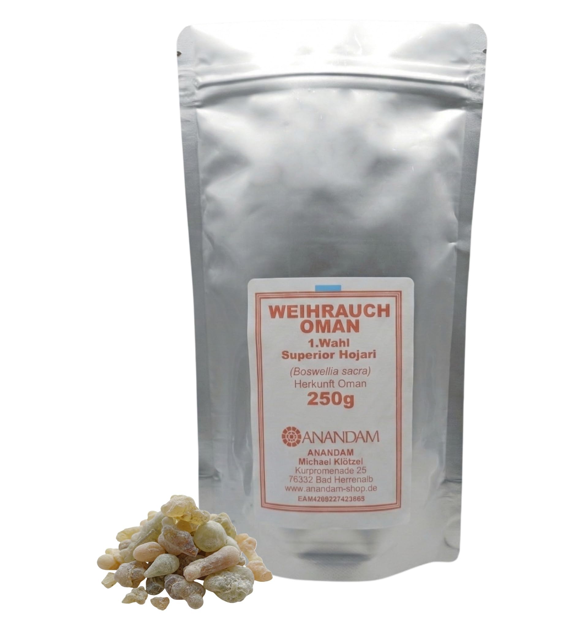 Anandam White 250 G Oman Superior Hojari Incense For Smoking 1St Choice – Original Boswellia Sacra – Natural Frankincence Incense Resin /Yellow/Green