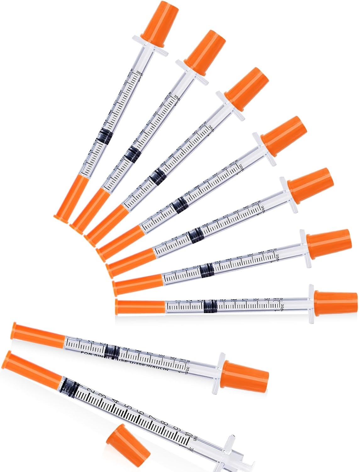 U-100 30G Syringes with Needle 0.5ml 5/16" (8mm) Inch, Individually Wrapped Packed 25 Pack