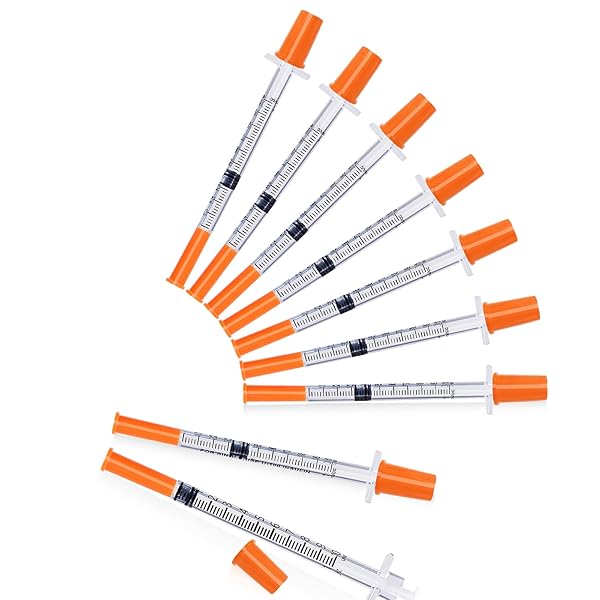 U-100 Syringes with Needle,1ml syringe 29G 1/2"(12.7mm), Individually Wrapped, Pack of 25