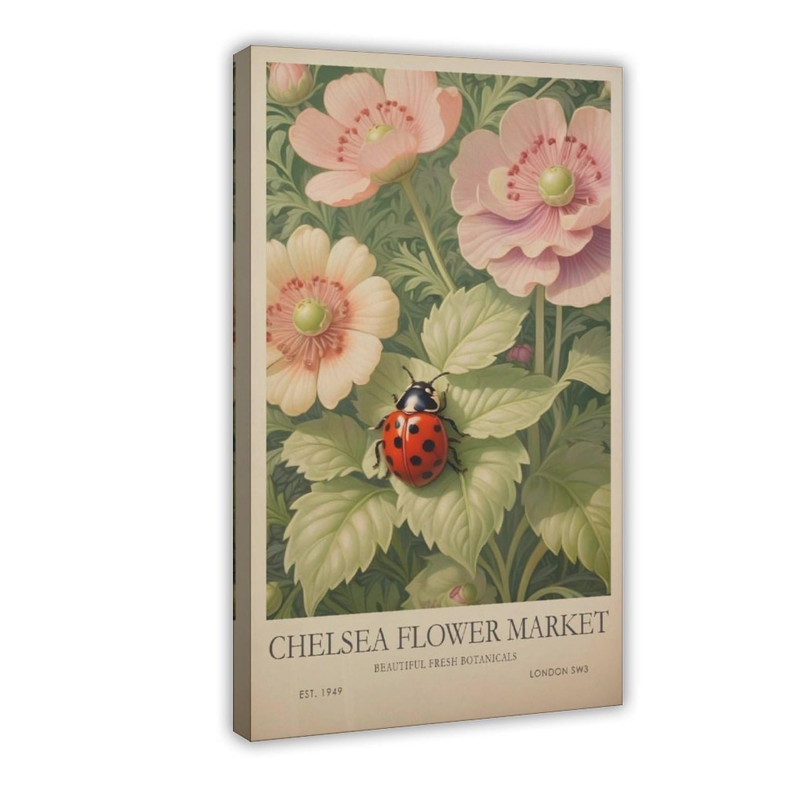 Mghdgd Chelsea Flower Market, Vintage Pink Floral, Gift Canvas Poster Wall Art Decor Print Picture Paintings For Living Room Bedroom Decoration 12X18inch(30X45cm)