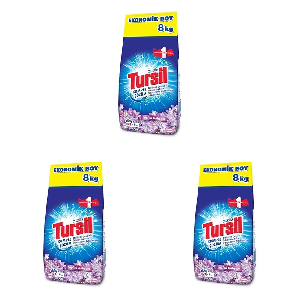 Tursilmatik Leylak Bahçesi Toz Çamaşır Deterjan 8 kg, Leylak Bahçesi 8kg (3 paketi)
