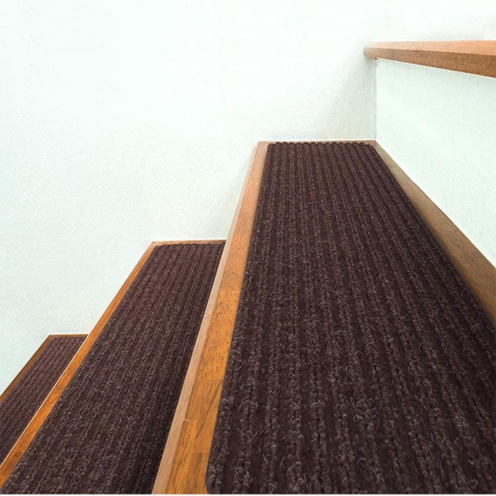 Non-Slip Carpet Stair Treads for Wooden Steps 8''X 30'' 15Pcs Peel & Stick Stair Treads Strips Safety Rug Runner Mats (8'' x 30'', Green)