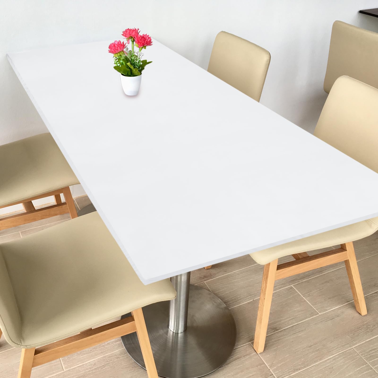 sourcing map Fitted Tablecloth Fit 8ft Rectangle Table 96"x30" White