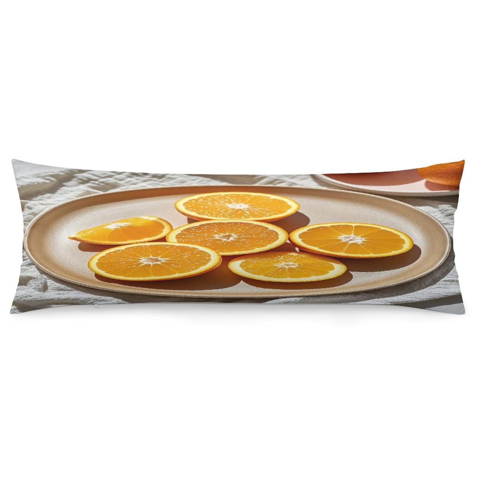 Orange Slices Pillowcase Long Body Pillow Cover Soft Decorative Body Pillow Case Breathable Large Pillowcase Cute Cozy Pillow Protector for Bed Sofa Couch Room 18.9 X 53 Inch