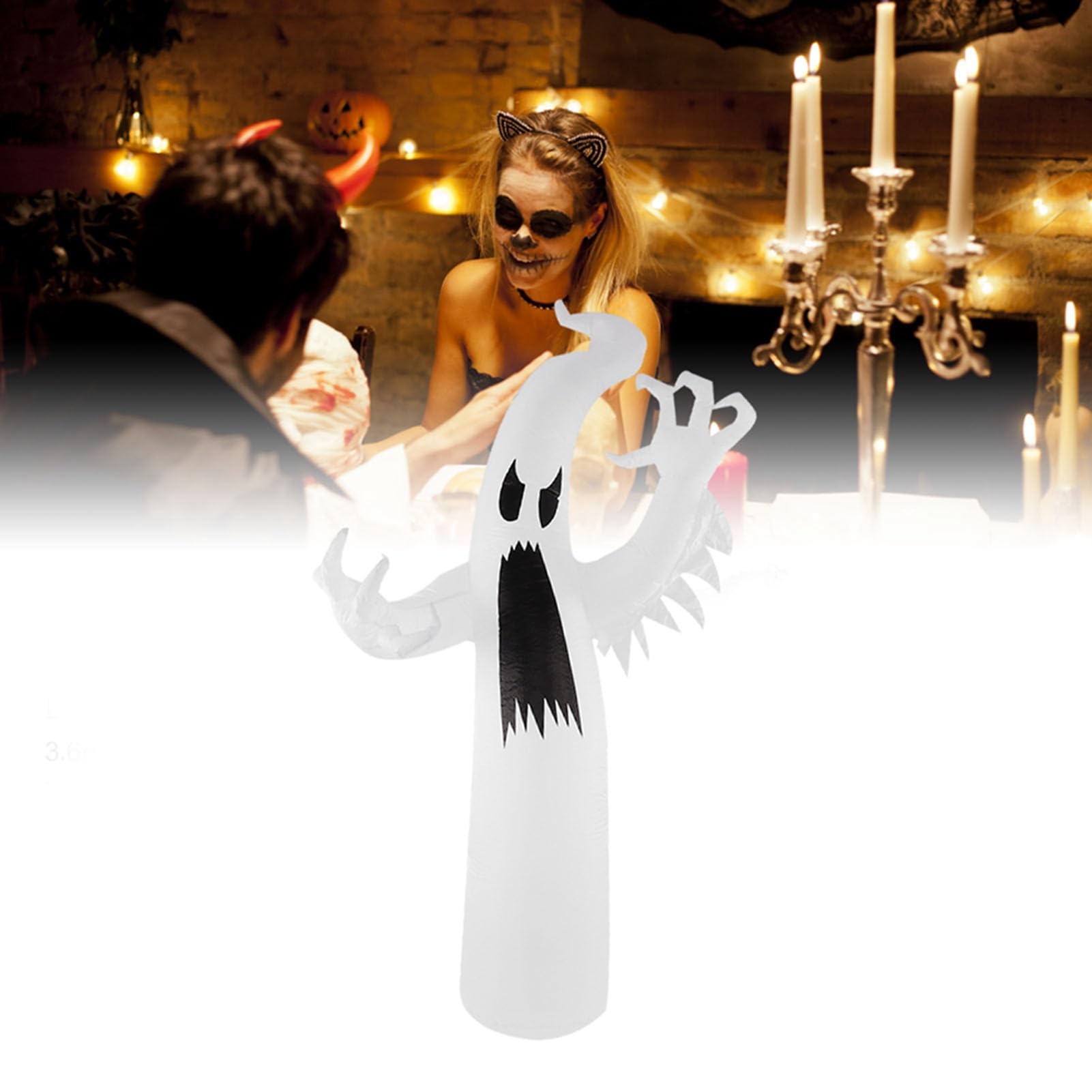 Lights4fun Lot de 3 Fantômes Déco d’Halloween avec LED Blanc Chaud lampe torche pour Extérieur à Piles