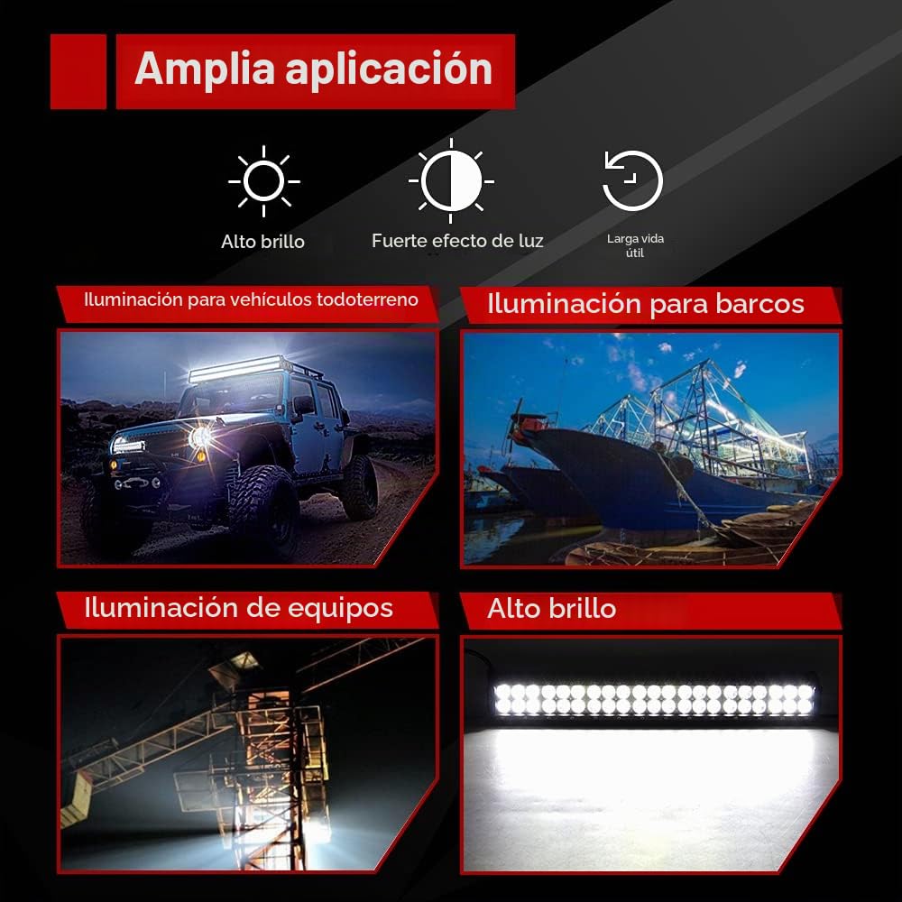 Willpower Barra LED 72W 30cm Barras de Luz de Trabajo Combinación de Punto Inundación DC 12V 24V 6000K Faro Led IP67 Impermeable Foco Led para Coche 4x4 Tractor Camino Barco ATV UTV SUV 4WD