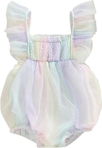 Conjunto de verano para bebé sin mangas con encaje tutú sin espalda con volantes de una pieza