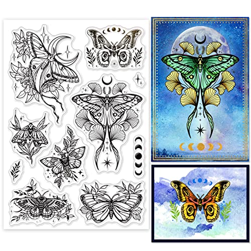 ORIGACH Moth and Plant Theme Clear Stamps for Card Making