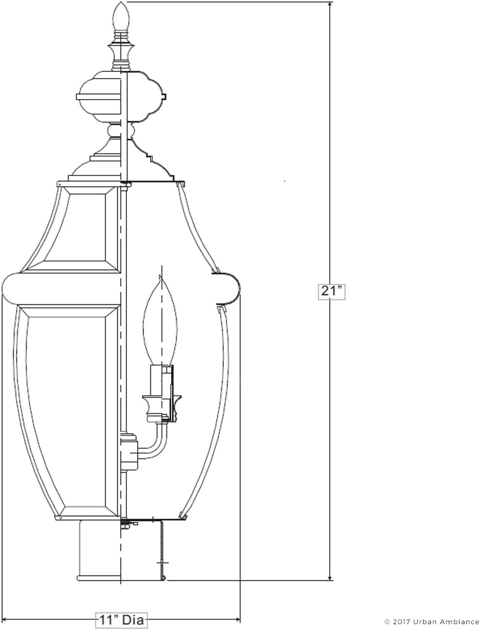 80% Off Discount Luxury Colonial Outdoor Post Light, Large Size: 21H x 11W, with Tudor Style Elements, Versatile Design, High-End Black Silk Finish and Beveled Glass, UQL1148 by Urban Ambiance