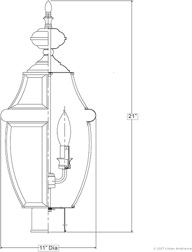 Vista 25 de Urban Ambiance Lámpara de techo colonial de lujo para exteriores, tamaño mediano: 8 pulgadas de alto x 15.25 pulgadas de ancho, con elementos