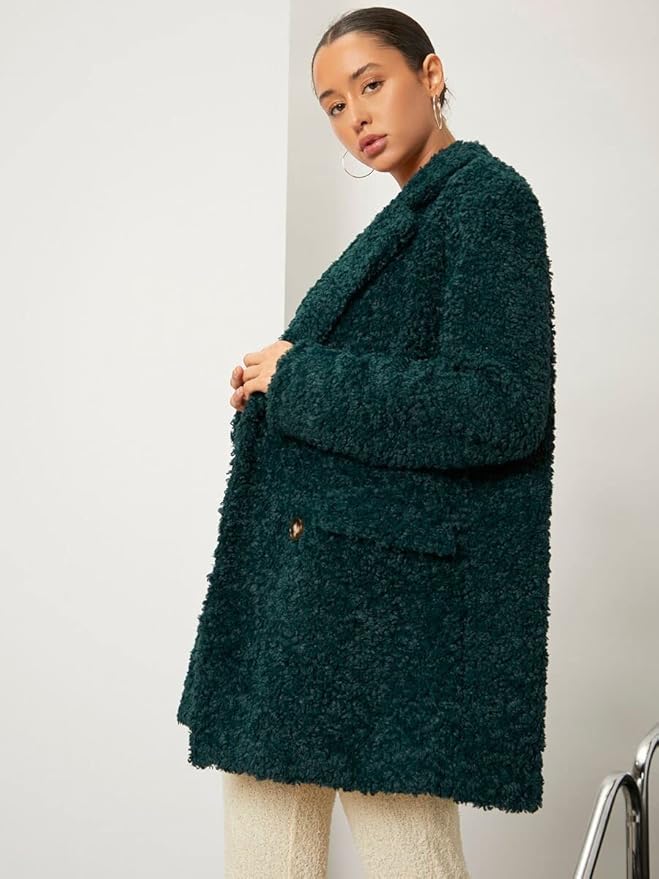 dark green boucle coat