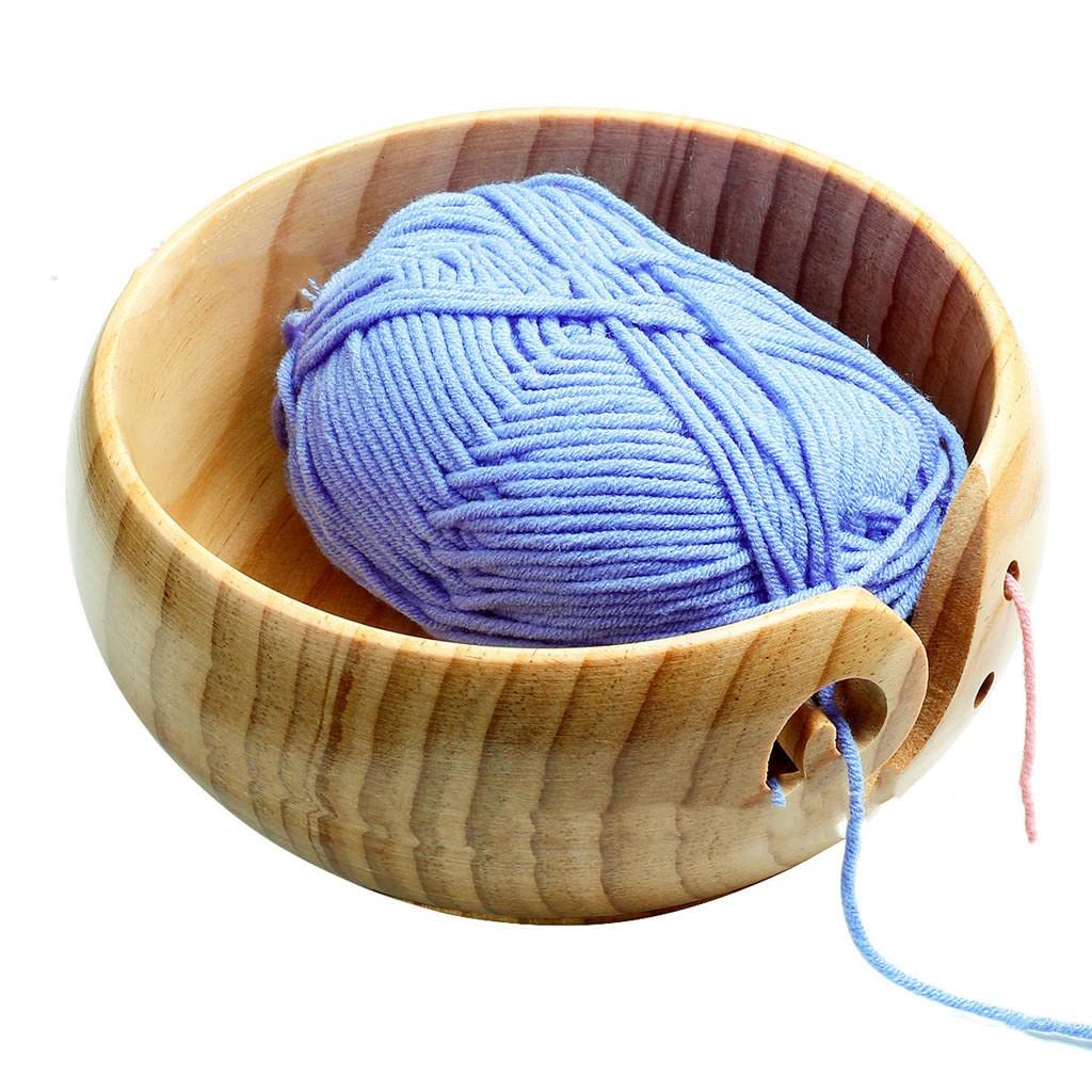 Yiju 6inch Wooden Yarn Bowl Handmade Wood Bowl for Knitting and Crochet Yarn Ball, Thread, Knit Holder, Storage, Wood