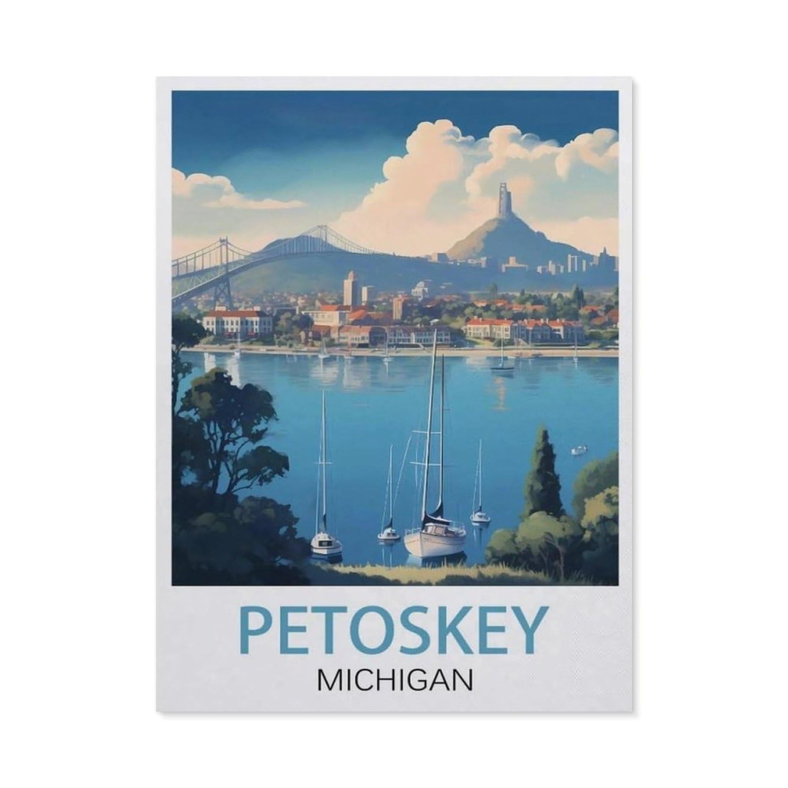 Metal Tin Sign，Petoskey Michigan(15x30cm）