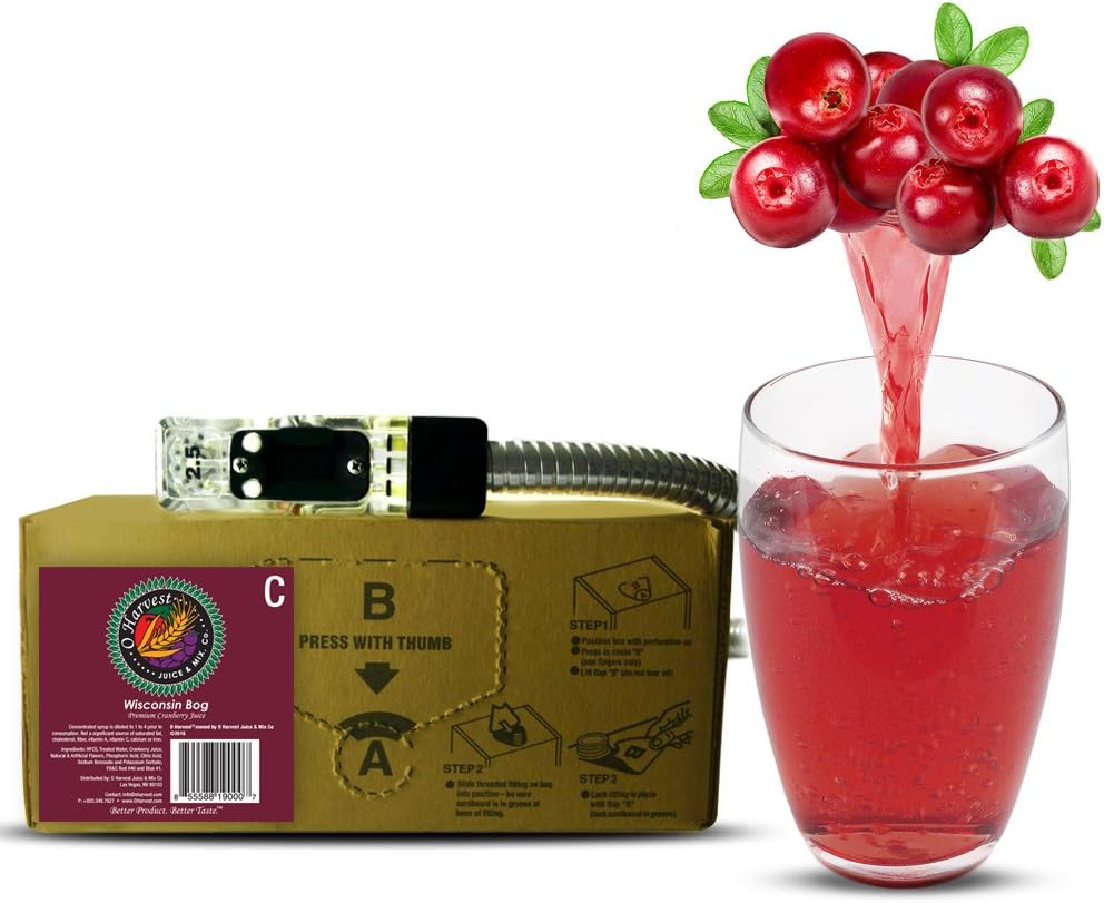 Bar Beverages,Wisconsin Bog Craft Cranberry Juice (3 Gallon Bag-in-Box Syrup Concentrate) - Box Pours 15 Gallons of Cranberry Juice - Use with Bar Gun, Soda Fountain or SodaStream