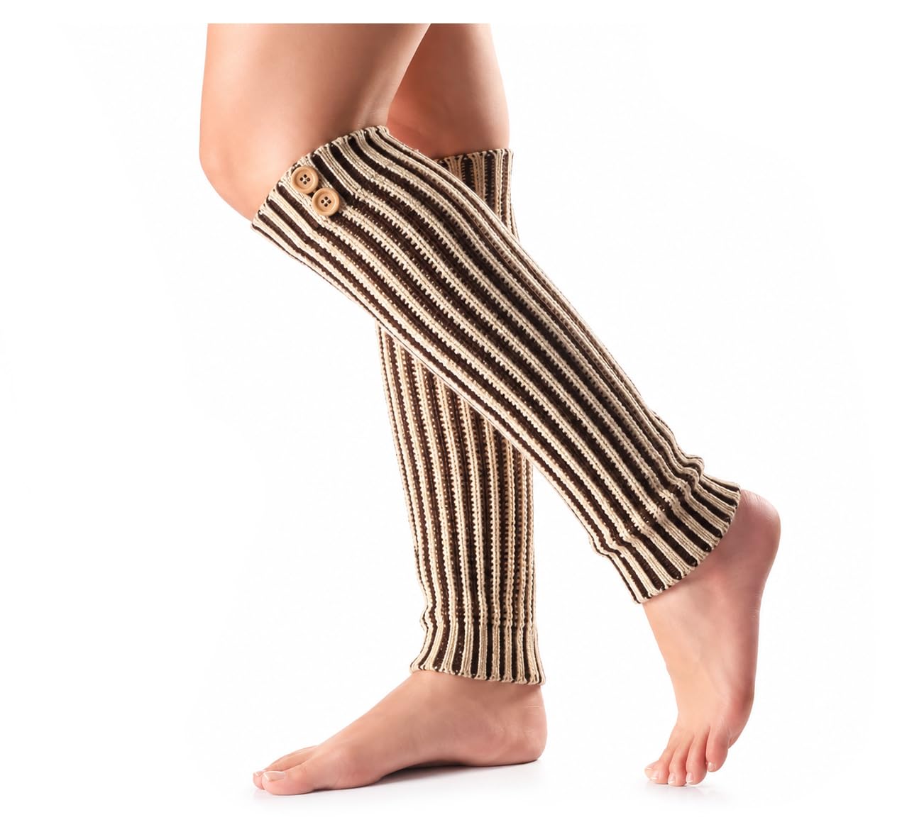 Paradise Woolen Thermal Warm Long Boot Cuffs Footless Socks Leg Warmer for Women (Khaki - Brown)-image-48