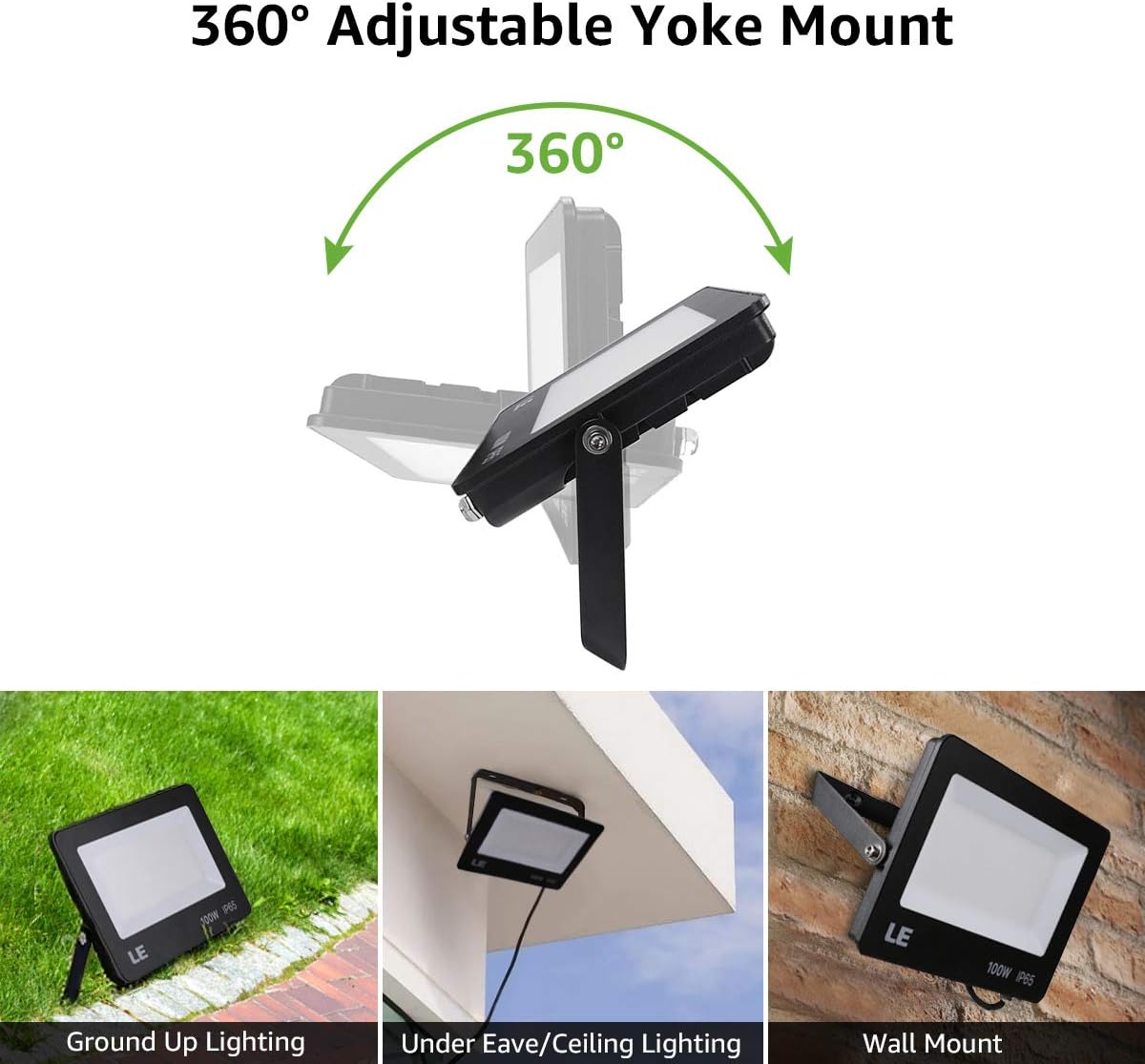 Tech Deals 🔥 LE LED Flood Light, 100W 10000lm Waterproof Outdoor Flood Light, 5000K Daylight White, 900W HPS Equivalent Exterior Floodlight 2 Packs