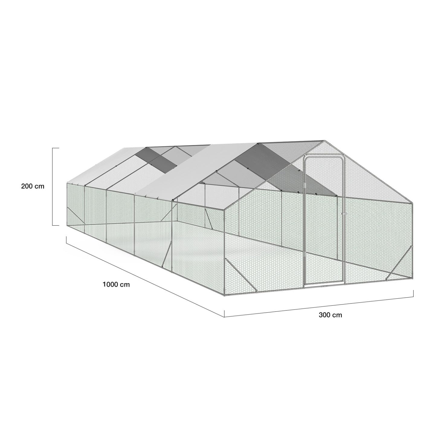 IDMarket - Enclos poulailler 30m² Parc grillagé 10 x 3 M Acier galvanisé