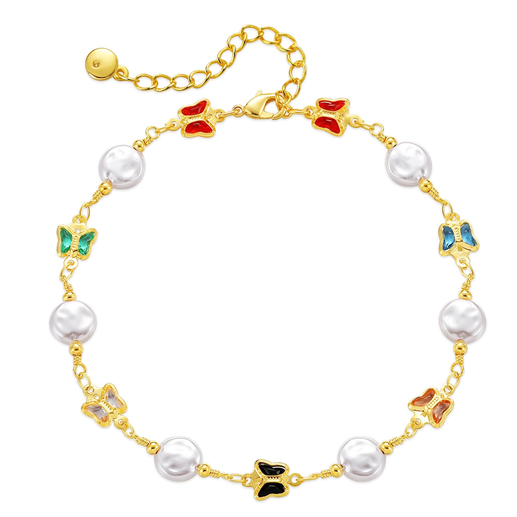 Yumikoo 18k Gold Plated Anklet, Women Adjustable Gold Tone Ankle Bracelet