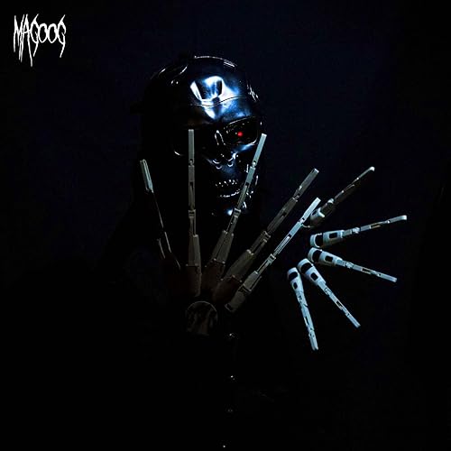 Miniatura 6 de Magoog Dedos articulados de Halloween con guantes de patrón, extensiones de dedo articuladas, mano de garra de hueso de esqueleto aterrador,